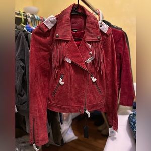 BLANK NYC RED SUEDE LEATHER JACKET